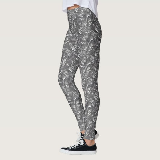 Leggings Abstrait blanc et gris élégant (Gauche)