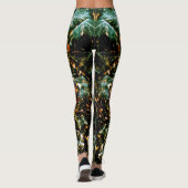 Leggings Abstrait blanc orange sur la galaxie noire (Dos)