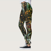 Leggings Abstrait blanc orange sur la galaxie noire (Gauche)