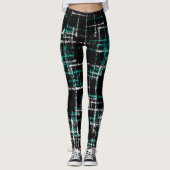 Leggings abstrait blanc turquoise sillonne motif (Devant)