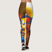 Leggings Abstrait Bleu clair et Fractal orange (Dos)
