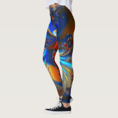 Leggings Abstrait Bleu clair et Fractal orange (Gauche)