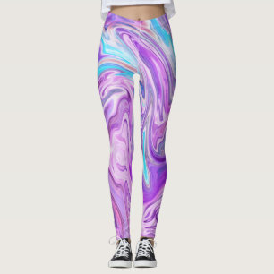 Leggings Abstrait Bleu clair Purple Liquide Swirl