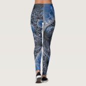 Leggings Abstrait bleu et noir complexe fractal (Dos)