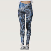 Leggings Abstrait bleu et noir complexe fractal (Devant)