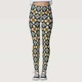 Leggings Abstrait Bleu Et Or (Devant)