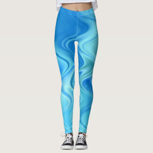 Leggings Abstrait Bleu Ondulé