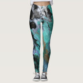 Leggings Abstrait bleu, turquoise et violet (Devant)