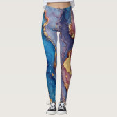 Leggings Abstrait bleu violet or chic tendance (Devant)