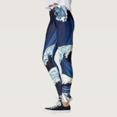 Leggings Abstrait Blue Ocean Waves Art de style japonais | (Gauche)