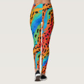 Leggings Abstrait Blue Orange Poster de animal sauvage (Dos)