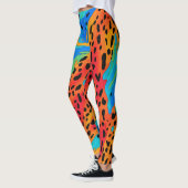 Leggings Abstrait Blue Orange Poster de animal sauvage (Gauche)
