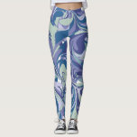 Leggings Abstrait bracelet en marbre bleu élégant personnal<br><div class="desc">Un marbrage abstrait amusant tourbe le design graphique dans une palette colorée de vert minty doux,  perwinkle,  bleu et violet.</div>