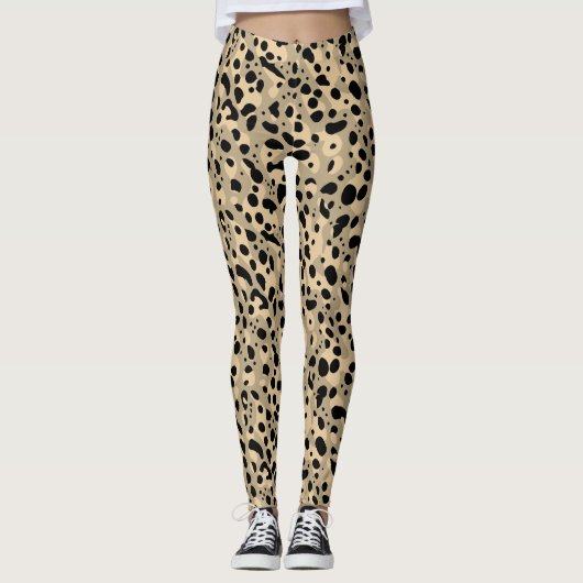Leggings Abstrait Brown à la mode Sepia Leopard Spots Motif (Devant)