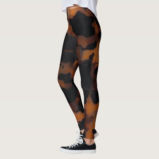 Leggings Abstrait Brown & Black Texture Chic TortoiseShell (Gauche)