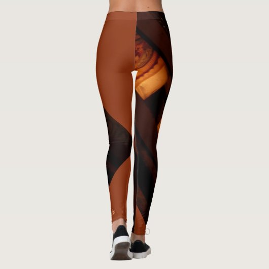 Leggings Abstrait Brown, rouille, or avec nom Mode (Dos)