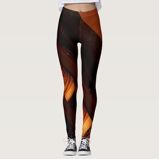 Leggings Abstrait Brown, rouille, or avec nom Mode (Devant)