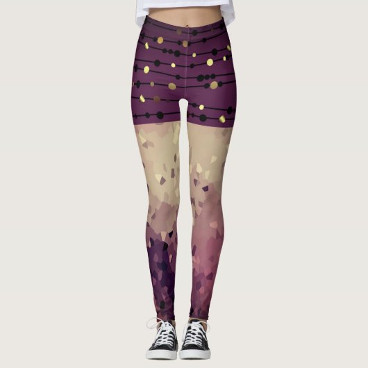 Leggings Abstrait, brun, rose, pattes brun rose (Devant)
