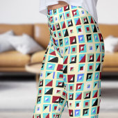 Leggings Abstrait citron blanc Chiffon Motif mosaïque