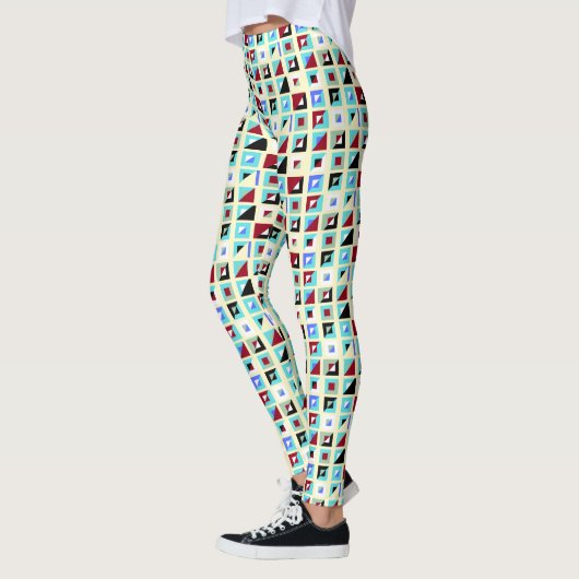 Leggings Abstrait citron blanc Chiffon Motif mosaïque (Gauche)