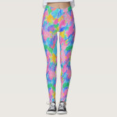 Leggings Abstrait coloré Pastel Aquarelle Motif (Devant)