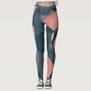 Leggings Abstrait coloré, rose muet, bleu, gris, motif