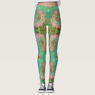 Leggings Abstrait Coloré Tourbillon Arc-en-ciel Rétro Groov