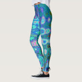 Leggings Abstrait couleur bleu vague Mosaïque rétro (Gauche)