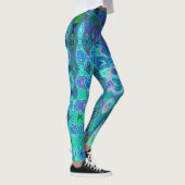 Leggings Abstrait couleur bleu vague Mosaïque rétro (Droite)