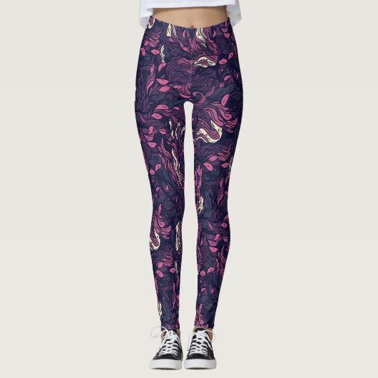 Leggings Abstrait : Courant violet et rose (Devant)