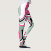 Leggings Abstrait de liquide noir, gris et rose (Droite)