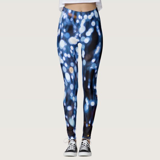 Leggings Abstrait De Lumières Bleues (Devant)
