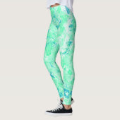 Leggings abstrait de marbre vert et bleu (Gauche)