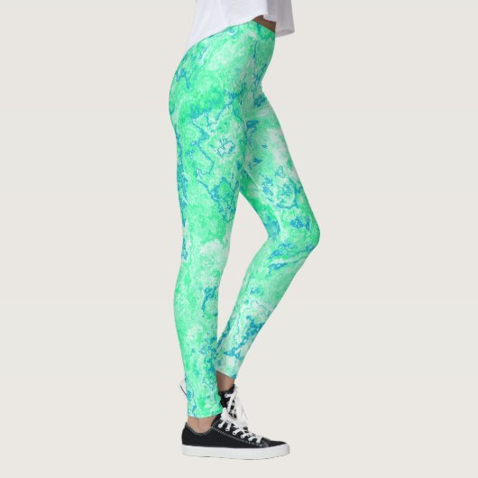 Leggings abstrait de marbre vert et bleu (Droite)