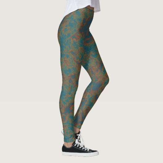 Leggings Abstrait de rouille turquoise (Droite)