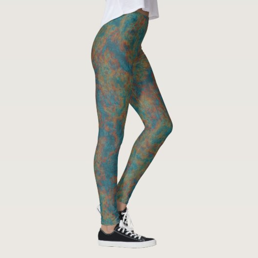 Leggings Abstrait de rouille turquoise (Droite)