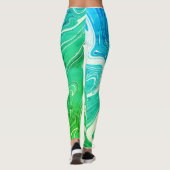Leggings abstrait diverses nuances de couleur verte style f (Dos)