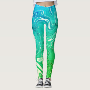 Leggings abstrait diverses nuances de couleur verte style f
