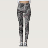 Leggings abstrait en marbre rose, noir et gris (Devant)