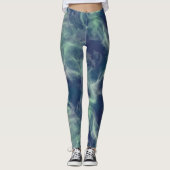 Leggings Abstrait en marbre turquoise (Devant)