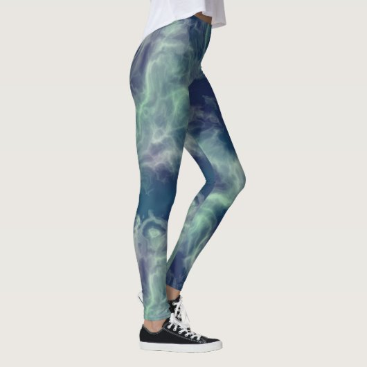 Leggings Abstrait en marbre turquoise (Droite)