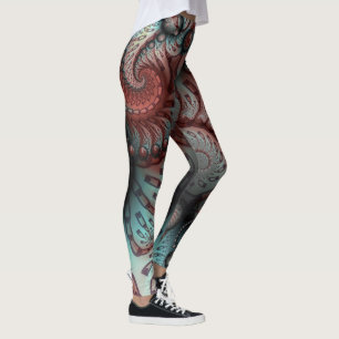 Leggings Abstrait Fantastique Vivid Art Fractal Brun Bleu