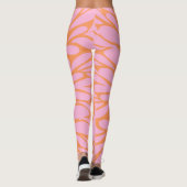Leggings Abstrait floral éclat motif pastel orange & rose (Dos)
