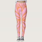 Leggings Abstrait floral éclat motif pastel orange & rose (Devant)