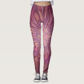 Leggings Abstrait Floral Fractal Art Berry couleurs (Devant)
