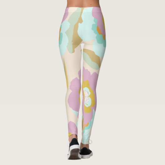 Leggings Abstrait Floral Pastel Lilac Motif (Dos)