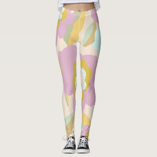 Leggings Abstrait Floral Pastel Lilac Motif