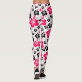 Leggings Abstrait Floral Rouge Noir Blanc (Dos)