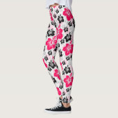 Leggings Abstrait Floral Rouge Noir Blanc (Gauche)