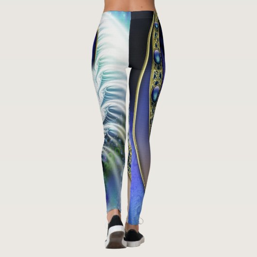 Leggings Abstrait fractal bleu (Dos)
